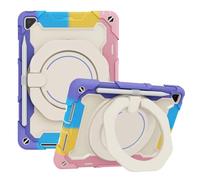 JZ Handheld Rotating Ring Bracket Armour Silicone Stand Caso per 9.7 inch iPad/iPad 2017 / iPad 2018 / iPad Pro 9.7 / iPad Air 2 Devices - [Tracolla][Angle Adjustment][Portapenne] - Colorful Pink