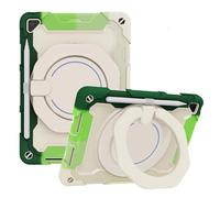 JZ Handheld Rotating Ring Bracket Armour Silicone Stand Caso per 9.7 inch iPad/iPad 2017 / iPad 2018 / iPad Pro 9.7 / iPad Air 2 Devices - [Tracolla][Angle Adjustment][Portapenne] - Colorful Green