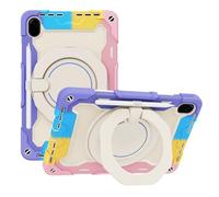 JZ Handheld Rotating Ring Bracket Armour Silicone Stand Caso per Honor Pad 8 12 inch Tablet - [Tracolla][Angle Adjustment][Portapenne] - Colorful Pink