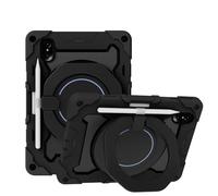JZ Handheld Rotating Ring Bracket Armour Silicone Stand Caso per Honor Pad V7 PRO Tablet - [Tracolla][Angle Adjustment][Portapenne] - Black