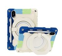 JZ Handheld Rotating Ring Bracket Armour Silicone Stand Caso per Honor Pad V7 PRO Tablet - [Tracolla][Angle Adjustment][Portapenne] - Colorful Blue