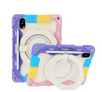 JZ Handheld Rotating Ring Bracket Armour Silicone Stand Caso per Honor Pad V7 PRO Tablet - [Tracolla][Angle Adjustment][Portapenne] - Colorful Pink