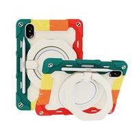 JZ Handheld Rotating Ring Bracket Armour Silicone Stand Caso per Honor Pad V7 PRO - [Tracolla][Angle Adjustment][Portapenne] - Colorful Red