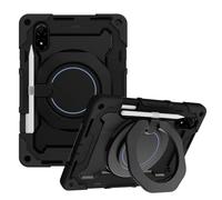 JZ Handheld Rotating Ring Bracket Armour Silicone Stand Caso per Honor Pad V8 PRO Tablet - [Tracolla][Angle Adjustment][Portapenne] - Black