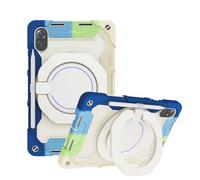 JZ Handheld Rotating Ring Bracket Armour Silicone Stand Caso per Honor Pad X8 PRO / X9 2023 Tablet - [Tracolla][Angle Adjustment][Portapenne] - Colorful Blue