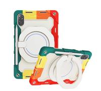 JZ Handheld Rotating Ring Bracket Armour Silicone Stand Caso per Honor Pad X8 PRO / X9 2023 - [Tracolla][Angle Adjustment][Portapenne] - Colorful Red