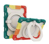 JZ Handheld Rotating Ring Bracket Armour Silicone Stand Caso per iPad 10.2 in 2019 2020 2021 (7th,8th,9th) Devices - [Tracolla][Angle Adjustment][Portapenne] - Colorful Red