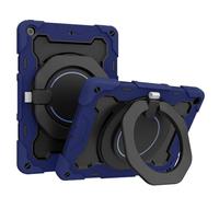 JZ Handheld Rotating Ring Bracket Armour Silicone Stand Caso per iPad 10.2 in 2019 2020 2021 (7th,8th,9th) Devices - [Tracolla][Angle Adjustment][Portapenne] - Blue