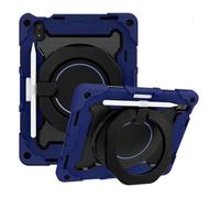 JZ Handheld Rotating Ring Bracket Armour Silicone Stand Caso per iPad (10th Generation) 2022 Devices - [Tracolla][Angle Adjustment][Portapenne] - Blue