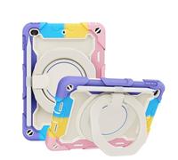 JZ Handheld Rotating Ring Bracket Armour Silicone Stand Caso per iPad Mini 4/5 Devices - [Tracolla][Angle Adjustment][Portapenne] - Colorful Pink