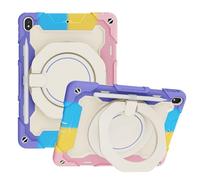 JZ Handheld Rotating Ring Bracket Armour Silicone Stand Caso per iPad PRO 10.5 inch/iPad Air 3rd Devices - [Tracolla][Angle Adjustment][Portapenne] - Colorful Pink