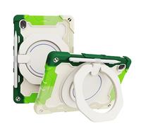 JZ Handheld Rotating Ring Bracket Armour Silicone Stand Caso per Lenovo Tab K10 2021 / M10 FHD Plus (2nd Gen) 10.3 inch TB-X606F/X Tablet - [Tracolla][Angle Adjustment][Portapenne] - Colorful Green