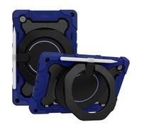 JZ Handheld Rotating Ring Bracket Armour Silicone Stand Caso per Lenovo Tab M10 HD (2nd Gen) 10.1 inch (TB-X306F/TB-X306X) Tablet - [Tracolla][Angle Adjustment][Portapenne] - Blue