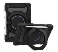 JZ Handheld Rotating Ring Bracket Armour Silicone Stand Caso per Lenovo Tab M10 Plus (3rd Gen) 10.6 inch Tablet - [Tracolla][Angle Adjustment][Portapenne] - Black