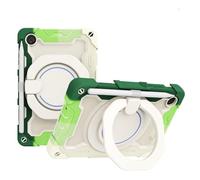 JZ Handheld Rotating Ring Bracket Armour Silicone Stand Caso per Lenovo Tab M8 1st/2nd/3rd TB-8505/8705/8506 8.0 inch Tablet - [Tracolla][Angle Adjustment][Portapenne] - Colorful Green