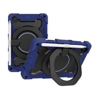 JZ Handheld Rotating Ring Bracket Armour Silicone Stand Caso per Lenovo Tab M8 1st/2nd/3rd TB-8505/8705/8506 8.0 inch Tablet - [Tracolla][Angle Adjustment][Portapenne] - Blue