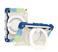 JZ Handheld Rotating Ring Bracket Armour Silicone Stand Caso per Lenovo Tab M8 1st/2nd/3rd TB-8505/8705/8506 8.0 inch Tablet - [Tracolla][Angle Adjustment][Portapenne] - Colorful Blue