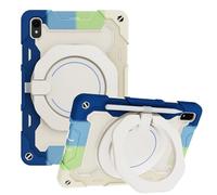 JZ Handheld Rotating Ring Bracket Armour Silicone Stand Caso per MatePad 11 (2021) Tablet - [Tracolla][Angle Adjustment][Portapenne] - Colorful Blue