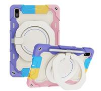 JZ Handheld Rotating Ring Bracket Armour Silicone Stand Caso per MatePad 11 (2021) Tablet - [Tracolla][Angle Adjustment][Portapenne] - Colorful Pink