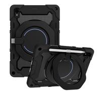 JZ Handheld Rotating Ring Bracket Armour Silicone Stand Caso per MatePad 11 (2023) Tablet - [Tracolla][Angle Adjustment][Portapenne] - Black