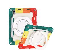 JZ Handheld Rotating Ring Bracket Armour Silicone Stand Caso per MatePad Air - [Tracolla][Angle Adjustment][Portapenne] - Colorful Red