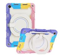 JZ Handheld Rotating Ring Bracket Armour Silicone Stand Caso per MatePad SE 10.4 Tablet - [Tracolla][Angle Adjustment][Portapenne] - Colorful Pink