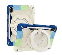 JZ Handheld Rotating Ring Bracket Armour Silicone Stand Caso per MediaPad 10.4 inch/Honor Tablet V7 / V6 Tablet - [Tracolla][Angle Adjustment][Portapenne] - Colorful Blue