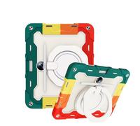 JZ Handheld Rotating Ring Bracket Armour Silicone Stand Caso per Oppo Pad 2 11.61 inch Tablet - [Tracolla][Angle Adjustment][Portapenne] - Colorful Red