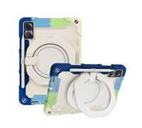 JZ Handheld Rotating Ring Bracket Armour Silicone Stand Caso per Redmi Pad SE 11 inch Tablet - [Tracolla][Angle Adjustment][Portapenne] - Colorful Blue