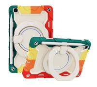 JZ Handheld Rotating Ring Bracket Armour Silicone Stand Caso per Samsung Galaxy Tab A 8.0 (2019) SM-T290 / T295 / T297 Tablet - [Tracolla][Angle Adjustment][Portapenne] - Colorful Red