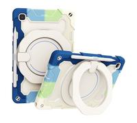 JZ Handheld Rotating Ring Bracket Armour Silicone Stand Caso per Samsung Galaxy Tab A7 10.4 inch (2022/2020) T509/T503/T500/T505/T507 Tablet - [Tracolla][Angle Adjustment][Portapenne] - Colorful Blue