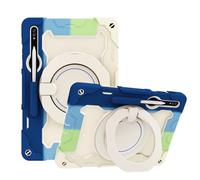 JZ Handheld Rotating Ring Bracket Armour Silicone Stand Caso per Samsung Galaxy Tab S9+ / S9 Plus 12.4 inch X810/X816/X818 - [Tracolla][Angle Adjustment][Portapenne] - Colorful Blue
