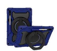 JZ Handheld Rotating Ring Bracket Armour Silicone Stand Caso per Samsung Galaxy Tab S9 Ultra 14.6 inch SM-X910/X916 - [Tracolla][Angle Adjustment][Portapenne] - Blue