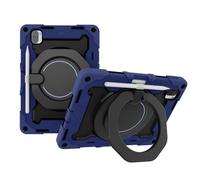 JZ Handheld Rotating Ring Bracket Armour Silicone Stand Caso per Xiaomi Pad 5 / Pad 5 PRO 11 inch 2021 Tablet - [Tracolla][Angle Adjustment][Portapenne] - Blue