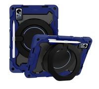 JZ Handheld Rotating Ring Bracket Armour Silicone Stand Caso per Xiaomi Pad 5 PRO 12.4 inch 2022 Tablet - [Tracolla][Angle Adjustment][Portapenne] - Blue