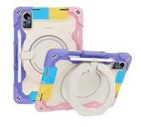 JZ Handheld Rotating Ring Bracket Armour Silicone Stand Caso per Xiaomi Pad 5 PRO 12.4 inch 2022 Tablet - [Tracolla][Angle Adjustment][Portapenne] - Colorful Pink