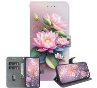 JZ Handmade Painted Wallet Caso per OnePlus Nord CE 2 Lite 5G,Crystal Texture Design con Kickstand & Card Holder - Lotus