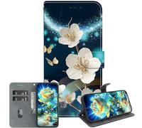 JZ Handmade Painted Wallet Caso per Xiaomi Poco C50 / C51 / RedMi A1 Plus / A2 Plus,Crystal Texture Design con Kickstand & Card Holder - Magnolia