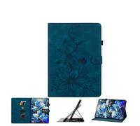 JZ Lily Embossed PU Leather Caso per Amazon Fire HD 8 & 8 Plus (14th/12th/10th Gen) Flip Wallet Cover - [Supporto Multi-Angolo] [Portamatita] [Protettivo a prova di urti] - Dark Blue