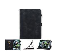 JZ Lily Embossed PU Leather Caso per Amazon Fire HD 8 & 8 Plus (14th/12th/10th Gen) Flip Wallet Cover - [Supporto Multi-Angolo] [Portamatita] [Protettivo a prova di urti] - Black
