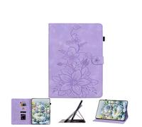 JZ Lily Embossed PU Leather Caso per Amazon Fire HD 8 (8th/7th/6th/5th Gen) Flip Wallet Cover - [Supporto Multi-Angolo] [Portamatita] [Protettivo a prova di urti] - Violet