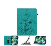 JZ Lily Embossed PU Leather Caso per Amazon Fire HD 8 (8th/7th/6th/5th Gen) Flip Wallet Cover - [Supporto Multi-Angolo] [Portamatita] [Protettivo a prova di urti] - Green