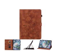 JZ Lily Embossed PU Leather Caso per Nokia T10 8.0 inch Flip Wallet Cover - [Supporto Multi-Angolo] [Portamatita] [Protettivo a prova di urti] - Brown