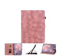 JZ Lily Embossed PU Leather Caso per Samsung Galaxy Tab S4 (10.5 inch) Flip Wallet Cover - [Supporto Multi-Angolo] [Portamatita] [Protettivo a prova di urti] - Pink