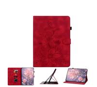 JZ Lily Embossed PU Leather Caso per Xiaomi Redmi Pad Pro 12.1 inch Flip Wallet Cover - [Supporto Multi-Angolo] [Portamatita] [Protettivo a prova di urti] - Red