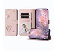 JZ Luxury Bling Wallet Caso per TCL 50 SE / 40 NxtPaper, Cuoio di PU Flip Cover con strass perla Design Stand magnetico Caso per Women Girls - Pink