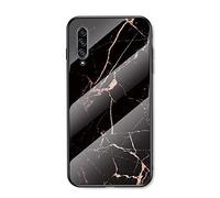 JZ Marble Glass Custodia for per Samsung Galaxy A50 / A50s / A30s with [Soft Edge + TemFor Pered Glass Back Cover] - Gold Silk Black Marble