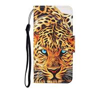 JZ Painted Design Wallet Custodia for per iPhone 11 Flip Cover with [Stand][Wrist Strap] - Leopard