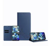 JZ Peony - Custodia a portafoglio in rilievo per Honor 400 Smart,custodia a portafoglio in pelle, blocco RFID, cavalletto, slot per schede, guscio protettivo per donne e ragazze, Dark Blue