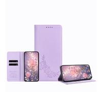 JZ Peony - Custodia a portafoglio in rilievo per RedMi Note 12 Explorer,custodia a portafoglio in pelle, blocco RFID, cavalletto, slot per schede, guscio protettivo per donne e ragazze, Light Purple